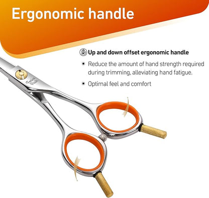 Fenice Peak 5" 3-in-1 Dog Grooming Scissors Set with Comb, Straight, Curved & Thinning Shears, Japanese 440C Stainless Steel Pet Grooming Kit for Dogs and Cats, Sharp Durable Blades