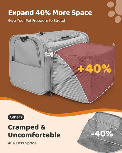 MIDOG Cat Carrier Soft, TSA Approved Airline Travel Carrier for Cats and Small Dogs, Under Seat Pet Bag with Expandable Space & Escape-Proof Zippers (Charcoal)
