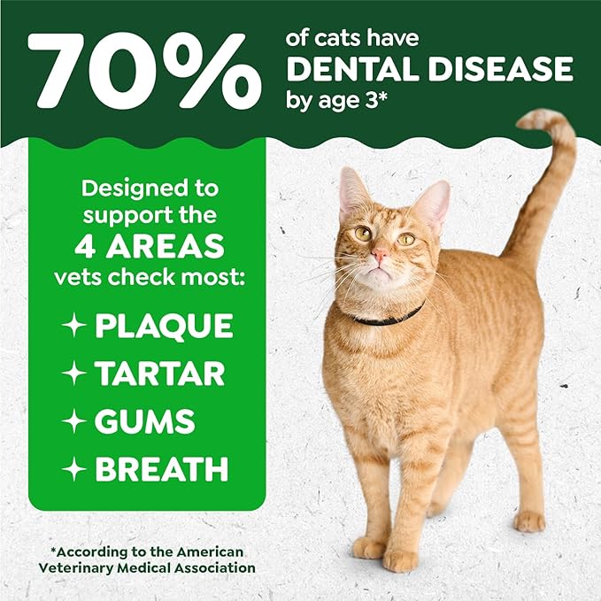 Greenies Feline Veterinarian-Recommended Adult Natural Dental Cat Treats, Oven Roasted Chicken Flavor, 2.1 oz. Pouch