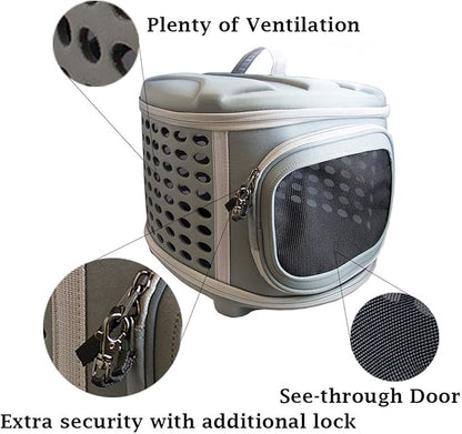 Pet Magasin Hard Cover Collapsible Cat Carrier - Pet Travel Kennel with Top-Load & Foldable Feature for Cats, Small Dogs Puppies & Rabbits