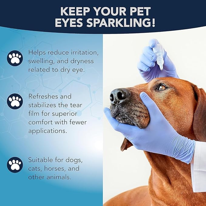 NOVEHA Pet Gel Eye Drops with 0.3% Viscoadaptive Hyaluronan | Eye Solution for Severe Dry Eyes - Long Lasting Hydration, Reduces Nuisance, Swelling & Dryness - Eye Lube for Dog and Cats (2PK - 2x10mL)
