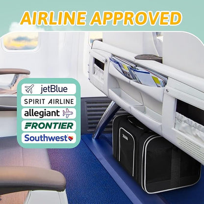 Petskd Pet Carrier 17x12x8.5 JetBlue Allegiant Airline Approved,Pet Travel Carrier Bag for Small Cats and Dogs, Soft Dog Carrier for 1-8 LBS Pets,Dog Cat Carrier with Safety Lock Zipper(Black)