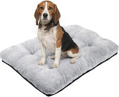 CLKHOWL Washable Dog Bed Plush Dog Crate Beds for Large, Medium, Small Size Dogs, Anti-Slip Soft Comfy Pet Kennel Pad, Fits Crate Mat and Cat Bed Mat (Grey, 31.49x21.65 inch)