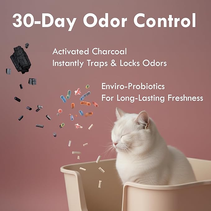 Lady N Granular Tofu Cat Litter Mini-Pellet Compatible with Automatic Self Cleaning Cat Litter Box, Strong Clumping, Low Dust, Activated Charcoal Odor Control 18lb