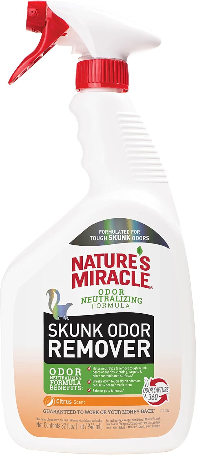 Nature’s Miracle Skunk Odor Remover, 32 Fluid Ounces, Removes Skunk Odors On Fabrics, Clothing, Carpets And Other Surfaces