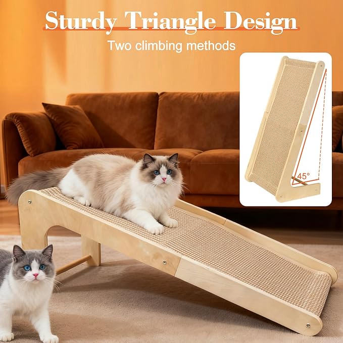 2-in-1 Cat Scratching Post with Replaceable Sisal Pads – Durable Scratcher Toy for Indoor Cats