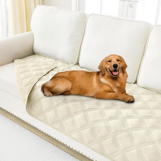 Smiry Waterproof Dog Bed Cover Blanket 30x70, Soft Reversible Pet Blanket, Washable Leakproof Cats Dogs Couch Cover for Sofa, Couch, Furniture, Lattice, Beige/Beige