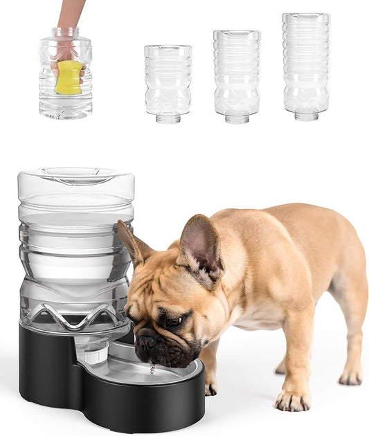 1.7 Gallon Automatic Dog Water Dispenser【Wide Mouth for Easy Hand-in Cleaning】【Removable Stainless Steel Bowl】, Gravity Refilling Large Capacity for Cats and Dogs, Multi-Pet Homes