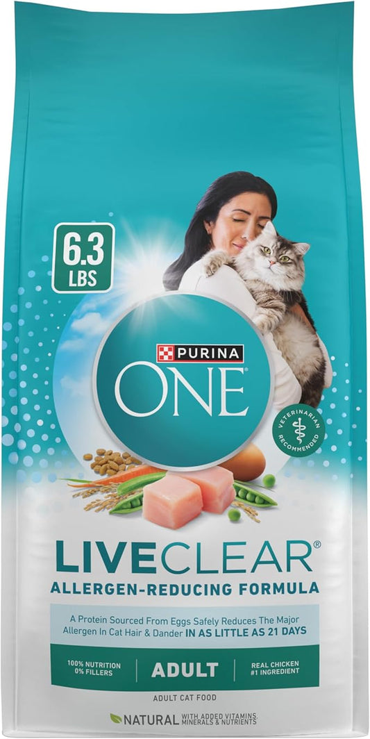 Purina ONE LiveClear Allergen-Reducing Cat Food Dry Formula with Real Chicken As The Number One Ingredient - 6.3 lb. Bag