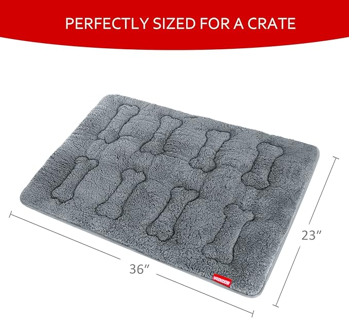 Dog Bed Crate Mat(36" X 23") 2 Pack, Soft Plush Dog Bed Pad Machine Washable Crate Pad, Grey