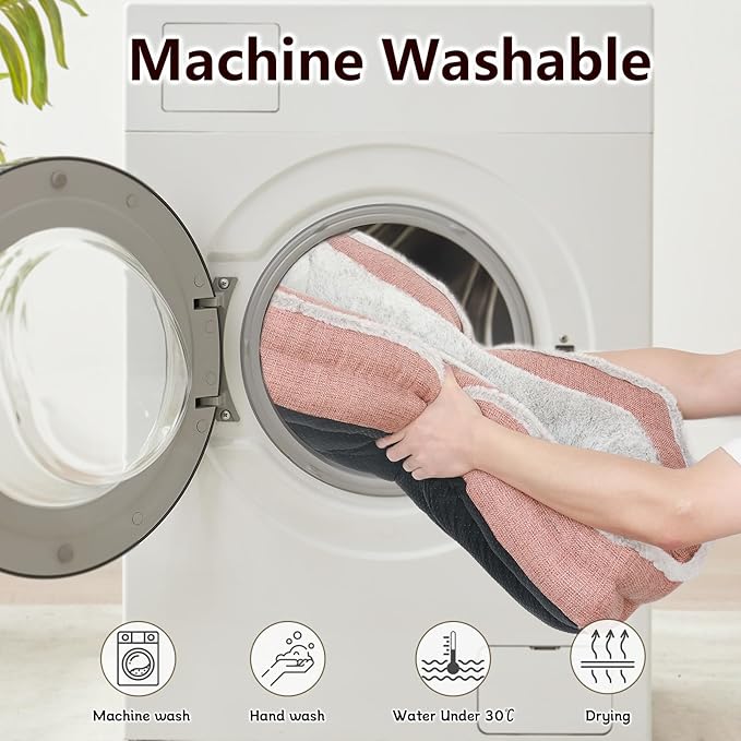 Cat Couch for Pets, Washable Cat Beds for Indoor Cats, Super Soft Plush Supportive Dog Couch Bed for Puppy and Kitten with Anti-Slip Bottom, 24inch, Pink