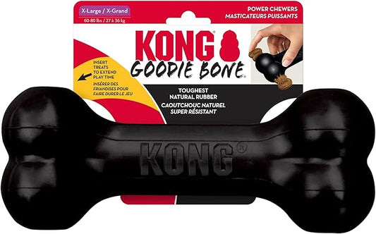 KONG - Extreme Goodie Bone Most Durable Natural Rubber Dog Bone for Power Chewers - Black - for Extra Large Dogs
