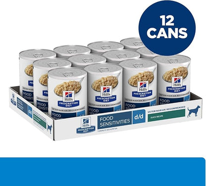 Hill's Prescription Diet d/d Skin/Food Sensitivities Duck Formula Wet Dog Food, Veterinary Diet, 13 oz. Cans, 12-Pack