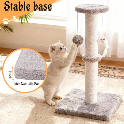 2 Pack Cat Scratching Post, 19.2in Kitten Scratcher Post, Sisal Rope with Hanging Ball and Mice for Indoor Kittens or Smaller Cats