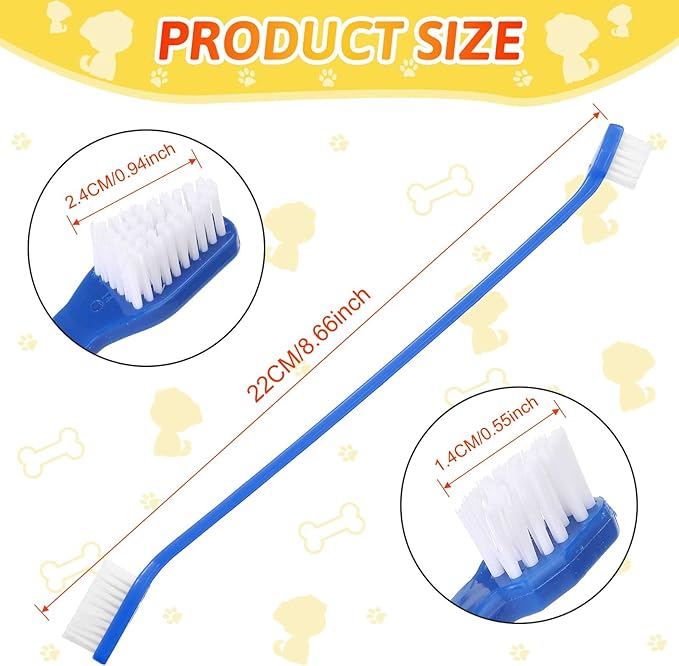 Eaasty 300 Pcs Dog Toothbrush Bulk Dual Headed Dental Brushes Puppy Tooth Brushing Kit Long Handle Toothbrush for Large Small Dogs Cats Puppy Teeth Cleaning Oral Dental Care Supplies 10 Colors