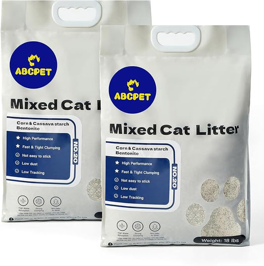 Cat Litter Clumping Mixed Cassava Cat Litter Clumping Tapioca Litter with Odor Control, Dust-Free, Unscented Natural Litter Sodium-Based for Kittens, 36 Ib