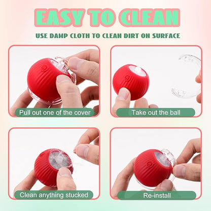 Christmas Stocking Stuffer Speedy 2.0 Tail 2 Packs Interactive Cat Toys for Indoor Cats, Automatic Cat Toy with Elastic Mesh Tail, Electric Rolling Ball on Carpet, Chirping and Motion Activate Cat