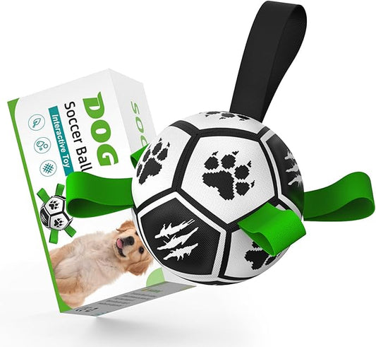 Diman Dog Soccer Ball with Straps, Soccer Balls for Dogs to Play, Train and Retriever, Outdoor Pet Balls for Small to Medium (5 Inch)