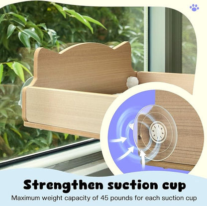 Cat Window Perch with Thick Sisal Scratching Post, Cat Hammock for Window, 53.5" Adjustable Tall Cats Scratching Post with 2 Upgrade Suction Cups, Cats Window Bed with Fluffy Cushion, Jute