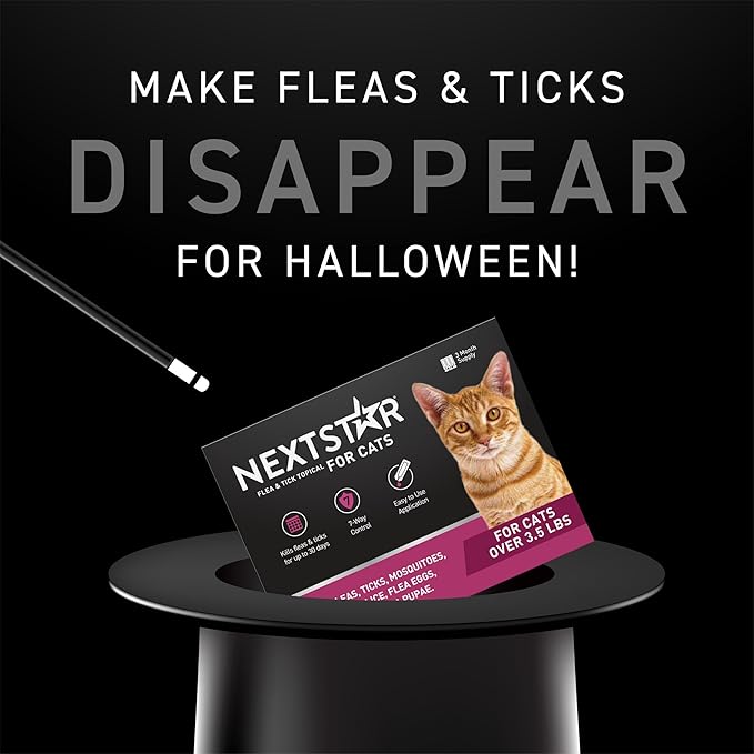 NEXTSTAR Flea and Tick Prevention for Cats, Repellent and Control, Fast Acting Waterproof Topical Drops, Flea Prevention for Cats Over 3.5 lbs, 1 Month Dose