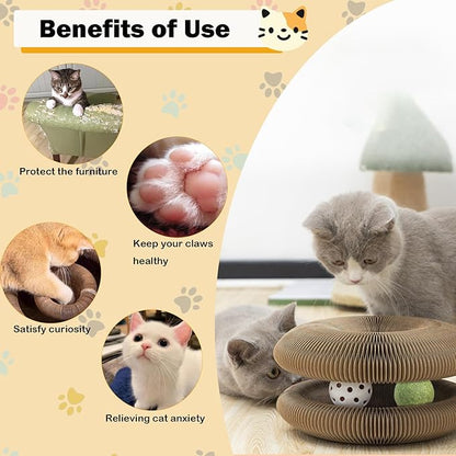 Magic Organ Cat Scratching Board Adventure Toy with Bell and Catnip Balls Foldable and Changeable Shape Accordion Toy Ultimate Interactive Mental & Physical Exercise Cat Toys for Indoor Cats