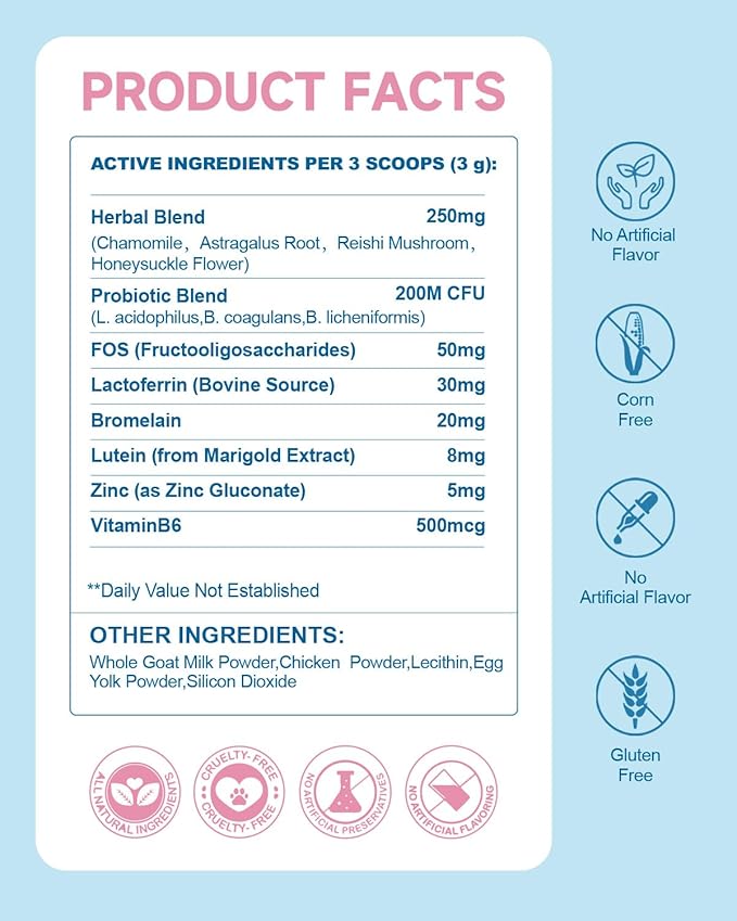 Dog Tear Stain Supplement - Tear Stain Remover for Dogs, Eye Vision & Immune Support, Lutein,Chamomile, Vitamin, Probiotic,100g, Chicken Flavor, Tear Stain Supplement for White Dog