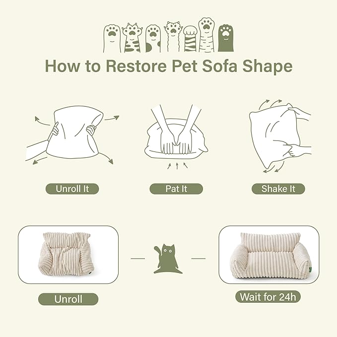 Cute Couch Bed for Pets, Supportive Cat Sofa for Indoor Cats, Medium Dog Sofa Bed for Medium Dogs, Blue, 30 inches