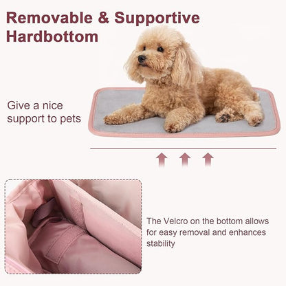 Pecute Dog Purse Carrier, Pet Carrier with Pockets for Small Dogs, Portable Small Dog Soft-Sided, Lightweight Dog and Puppies Tote Bag, Outing, Travel, Vet, Pink