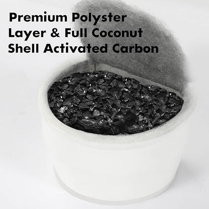 8 Pack Cat Water Fountain Filters Replacement, 4 Carbon Filters and 4 Foam Sponge Pre-Filter Fit for Multiple Ceramic and Stainless Steel Pet Fountains