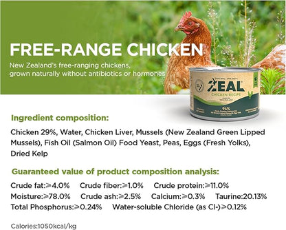 ZEAL New Zealand Wet Cat Food – High Protein, Grain-Free with Superfoods (Chicken, 3.17oz Can, 24-Pack)