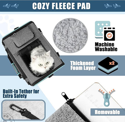 Cat Carrier Alaska Airline TSA Approved 17x11x9.5 Soft-Sided Small Pet Air Travel Carry Bag, Southwest Airplane Kitten 12lbs Crate in Cabin Under-Seat Traveling Cage Tiny Dog Under 8 Pound