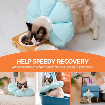 Avont Cat Cone Collar Soft, Adjustable Recovery E Collar Alternative for Cats Kittens Puppies, Elizabethan Neck Cone of Shame to Prevent Licking Biting After Surgery Protect Wounds -Blue(S)