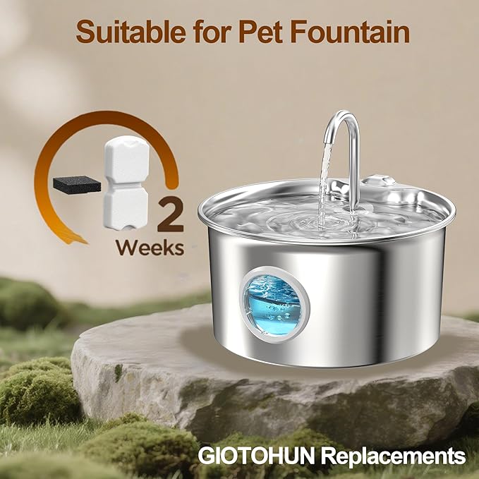 GIOTOHUN Cat Fountain Filters Replacement: 12 Cat Fountain Filter (6 Carbon + 6 Foam Filters) Suitable for GIOTOHUN S11