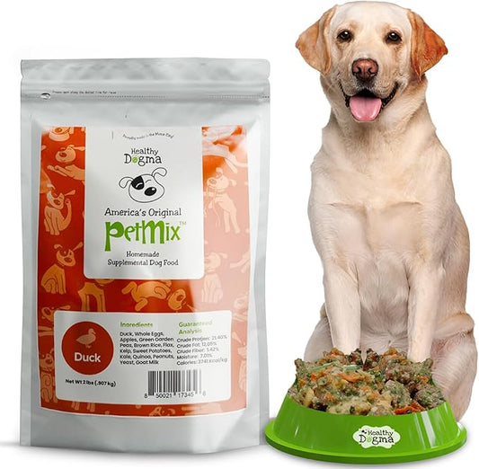 Healthy Dogma - PetMix Dehydrated Dog Food -, Raw, Easy-to-Digest Homemade Dog Food with Freeze-Dried Duck, Goat’s Milk & Superfoods (Duck Dinner, 2 lbs)