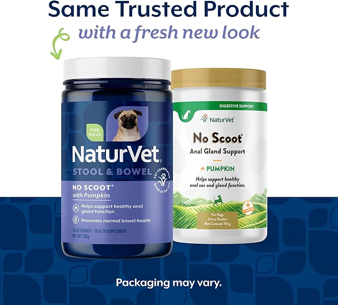 NaturVet - No Scoot for Dogs - Plus Pumpkin - Supports Healthy Anal Gland & Bowel Function - Enhanced with Beet Pulp & Psyllium Husk (5.4oz Powder)