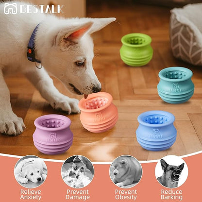 Dog Enrichment Treat Toy, Long-Lasting Wobbly Interactive Freeze Lick Toys for Dogs, Stuffable Puzzle Feeder Toy for Boredom, Silicone Treat Dispensing Chew Toy (Pastel Orange,M)
