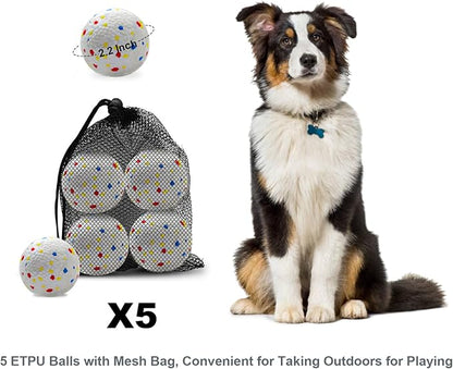 Dog Toy Balls 2.2 Inch, Indestructible Dogs Balls 5 Pack for Aggressive Chewers, Durable Interactive Toys for Small and Medium Puppy, Perfect for 2.2" Automatic Dog Ball Launcher (ETPU Material)