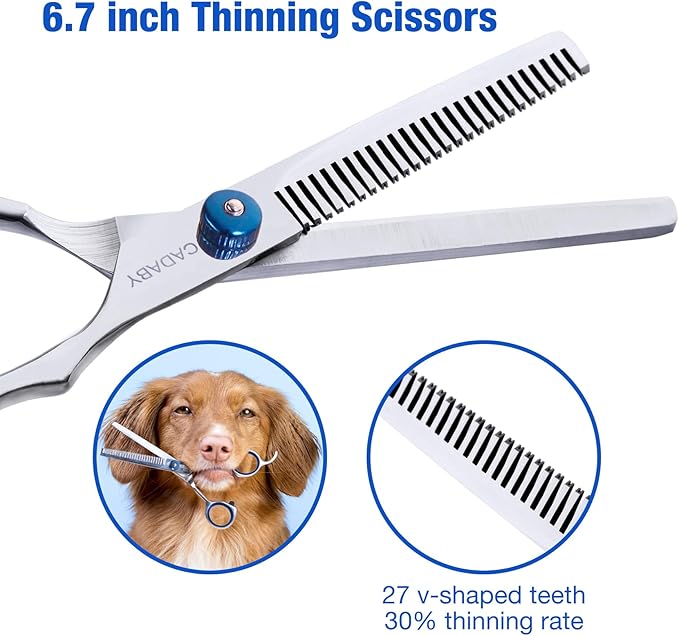 Dog Grooming Scissors Kit with Safety Round Tips,6 in 1 Professional Dog Scissors for Grooming, 4CR Stainless Steel Pet Grooming Shears