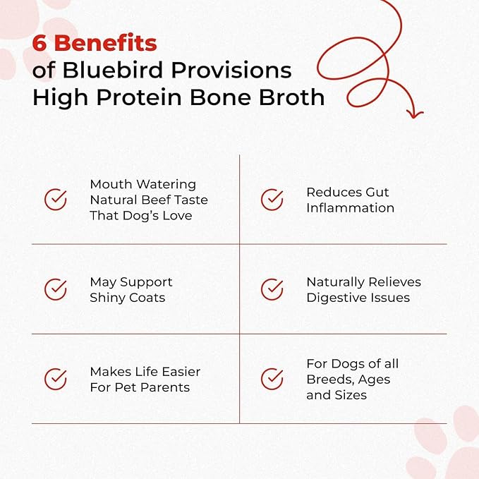 BLUEBIRD PROVISIONS Beef Bone Broth for Dogs - High Protein Bone Broth for Cats - Beef Bone Broth Powder for Dogs - Dehydrated Beef Cat Food Toppers - Dog Safe Bone Broth - Bone Broth Topper for Dogs