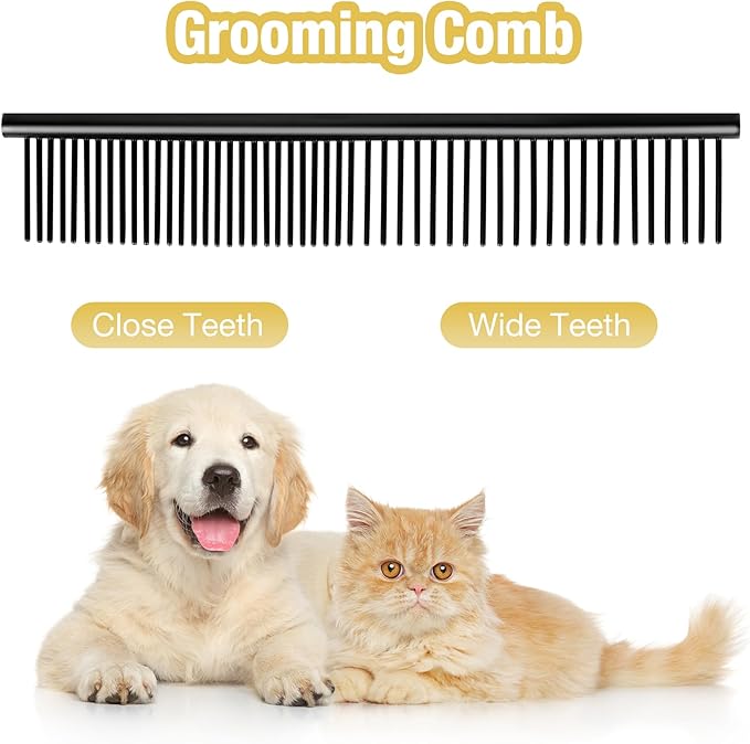 Dog Grooming Scissors Kit with Blunt Tips, 5 in 1 Professional Dog Shears for Grooming, 4CR Stainless Steel Pet Scissors, Black, Suitable for Both Hand