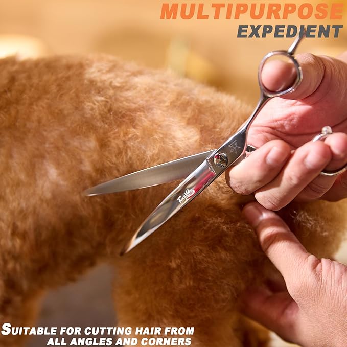 High-end Professional Dog Grooming Curved Scissors Pet Curved Shears 7.5 Inches Extremely Very Sharp Made Of Stainless Steel Alloy By Hand For Dog Cat Groomer