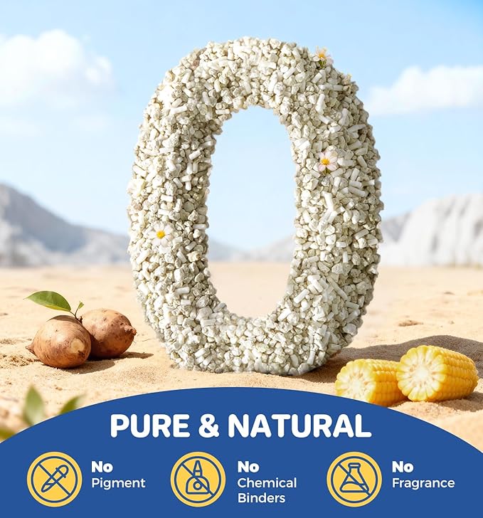 Cat Litter Clumping Mixed Cassava Cat Litter Clumping Tapioca Litter with Odor Control, Dust-Free, Unscented Natural Litter Sodium-Based for Kittens, 18 Ib