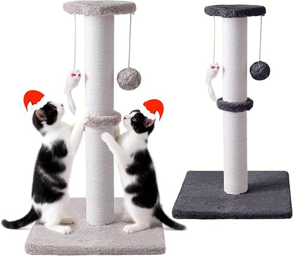 2 Pack Cat Scratching Post, 19.2in Kitten Scratcher Post, Sisal Rope with Hanging Ball and Mice for Indoor Kittens or Smaller Cats