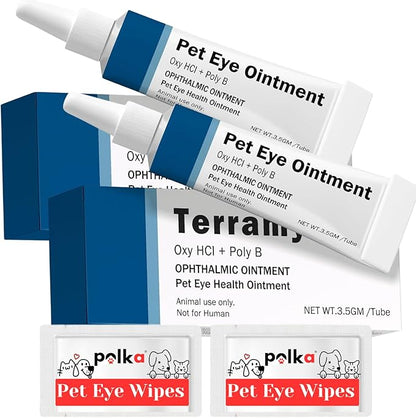 POLKA Terramypol Eye Ointment for Cats and Dogs, Horses, Birds, Sheep 3.5g/0.125oz - Pack of 2