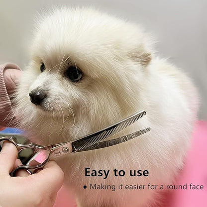 HASHIMOTO Curved Thinning Shears for Dogs,Curved Dog Thinning Shears for Grooming,Cat Curved Blender,50 Teeth,7.0 Inch,30% Thinning Rate,Light Weight.Designed for Pet Groomers or Family DIY Use.