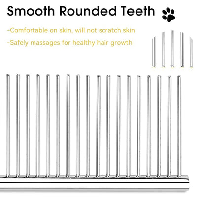 BEVTEE Dog Combs for Grooming Matting, 3 Pack Metal Comb for Pet Cat Greyhound Poodle Doodle, Removing Tangles & Knots, 6.3"/7.4"