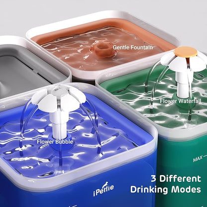 iPettie Neverland Cat Water Fountain with LED Light, 67oz/2.0L, Ultra Quiet Drinking Waterer, Automatic Filtered Water Dispenser, Water Purifier for Pets, Blue