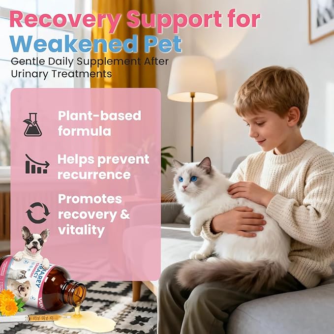 Dog UTI Treatment,Cat Urinary Tract Infection Drops, Renal Health for Cats Pets - Kidney Support,Bladder Control for Dogs Incontinence - Cat UTI Remedy Cranberry & D-Mannose Supplemen