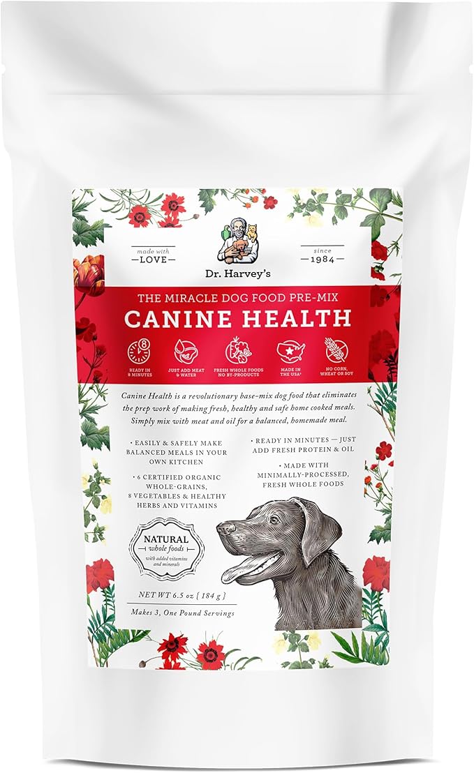 Dr. Harvey's Canine Health Miracle Dog Food, Human Grade Dehydrated Base Mix for Dogs with 9 Vegetables and 6 Organic Whole Grains (Trial Size 6.5 Oz)