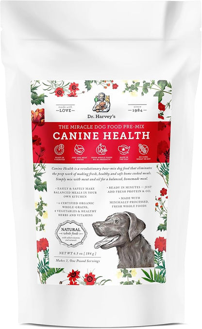 Dr. Harvey's Canine Health Miracle Dog Food, Human Grade Dehydrated Base Mix for Dogs with 9 Vegetables and 6 Organic Whole Grains (Trial Size 6.5 Oz)